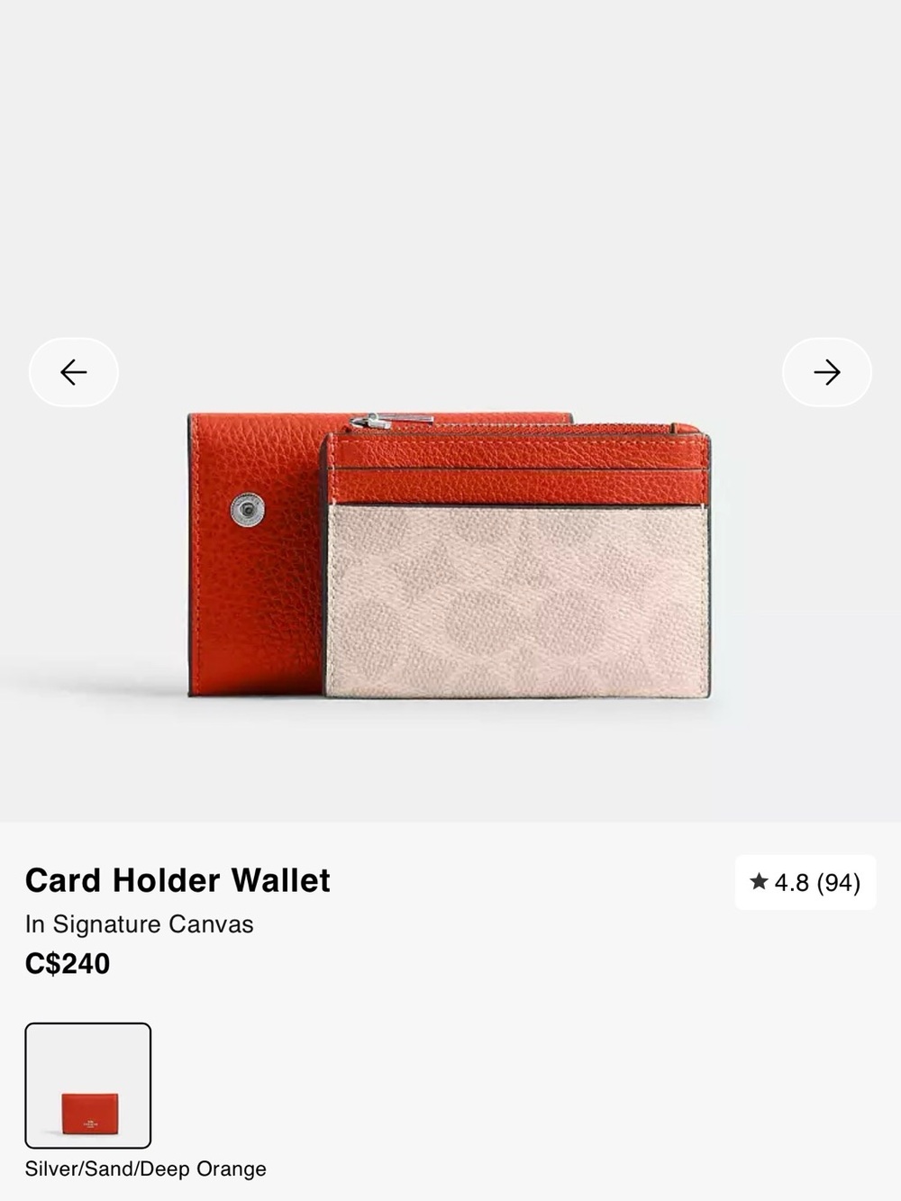 Coach | Card Holder Wallet In Signature Canvas - Picture 11 of 13